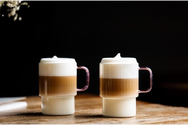Розови стъклени чаши в комплект 2 бр. за капучино 350 ml Livio – Vialli Design