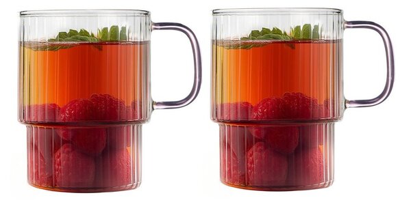 Розови стъклени чаши в комплект 2 бр. за капучино 350 ml Livio – Vialli Design