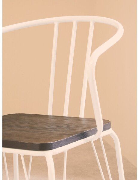 Бял/в естествен цвят трапезен стол от масивен бряст District – Premier Housewares