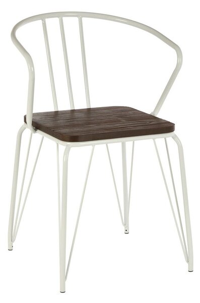 Бял/в естествен цвят трапезен стол от масивен бряст District – Premier Housewares