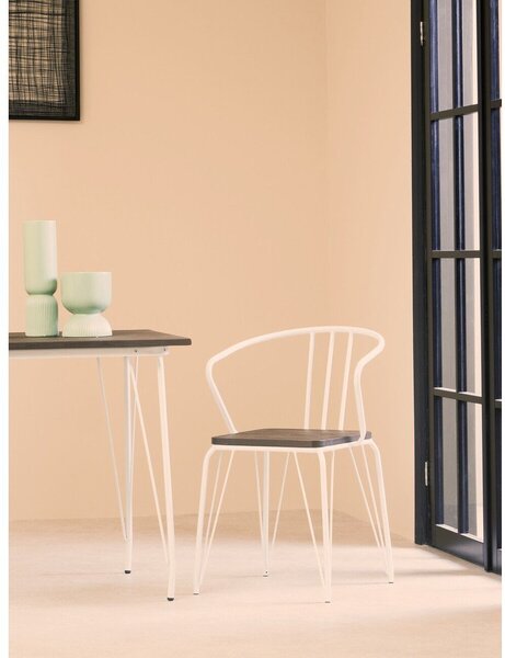 Бял/в естествен цвят трапезен стол от масивен бряст District – Premier Housewares