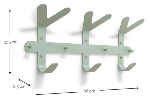 Сиво-зелена стоманена стенна закачалка 66 cm Frondo – Spinder Design