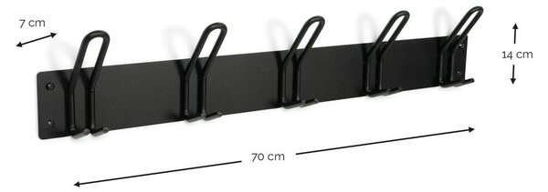 Черна стоманена стенна закачалка 70 cm Miles – Spinder Design