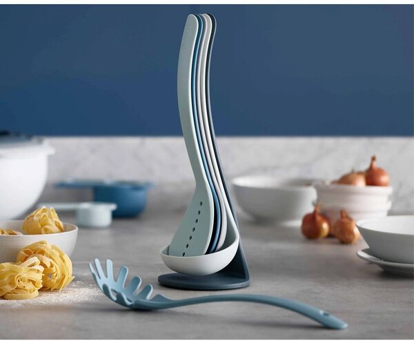 Комплект от 5 сини кухненски инструмента с поставка Nest Utensils Plus Nest Sky - Joseph Joseph