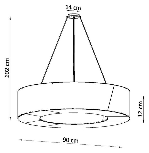 Бяло висящо осветително тяло с текстилен абажур ø 90 cm Galata Slim – Nice Lamps