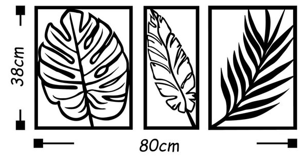 Метална декорация за стена 80x38 cm Leaf - Wallity