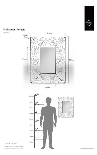 Стенно огледало 56x70 cm Floret - Premier Housewares