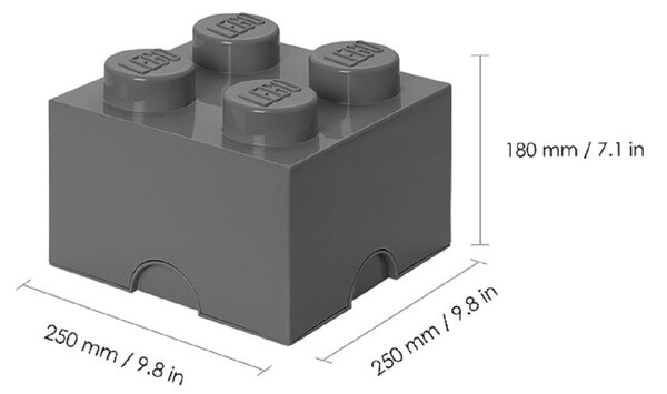 Детска тъмносива кутия за съхранение Square - LEGO®