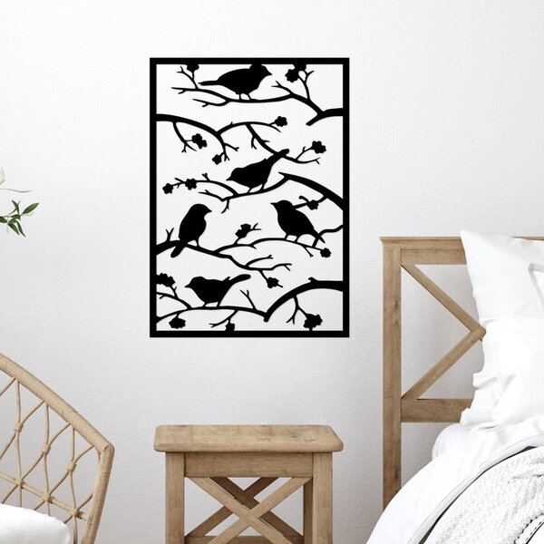 Метална декорация за стена 47x66 cm Branch & Birds - Wallity