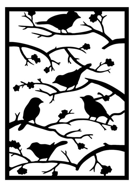 Метална декорация за стена 47x66 cm Branch & Birds - Wallity