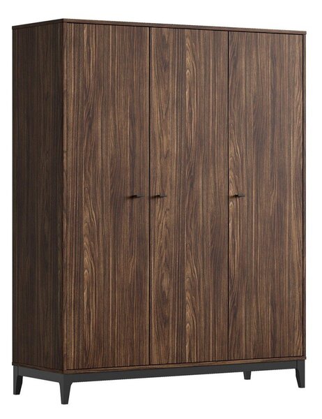 Гардероб от декор от орех в тъмно естествен цвят 148x190x55 cm Ilyas – Vipack