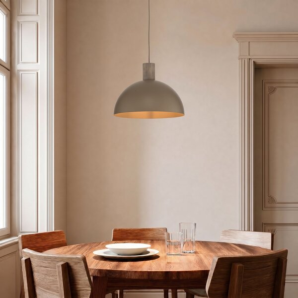 TK Lighting Висяща лампа „Осло“, пясъчен цвят, метал, Ø 34 см, E27, Затъмняване, Бежов, Дневна/трапезария, Метал, Модерен