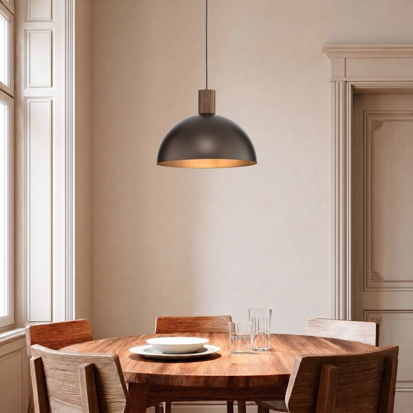 TK Lighting Висяща лампа „Осло“, кафява, метал, Ø 34 см, E27, Затъмняване, Кафяв / ръждив, Дневна/трапезария, Метал, Модерен