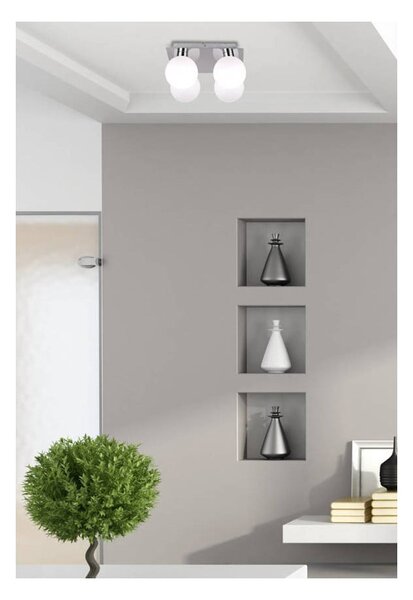 Лампа за таван в сребристо със стъклен абажур 25x25 cm Oden - Candellux Lighting