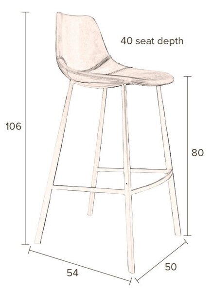 Комплект от 2 кафяви бар столове, височина 106 cm Franky - Dutchbone