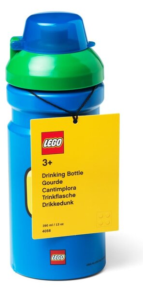 Синя бутилка за вода със зелен капак , 390 ml Iconic - LEGO®