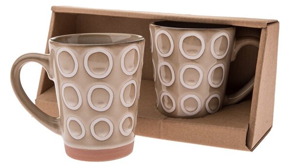 Светлокафяви керамични чаши в комплект 2 бр. 380 ml Rings – Dakls