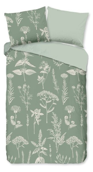 Светлозелено единично /удължено фланелено спално бельо 140x220 cm Herbs – Good Morning