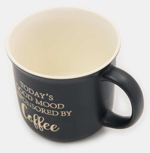 Sinsay - Керамична чаша с надпис Today’s Good Mood Is Sponsored By Coffee - черeн