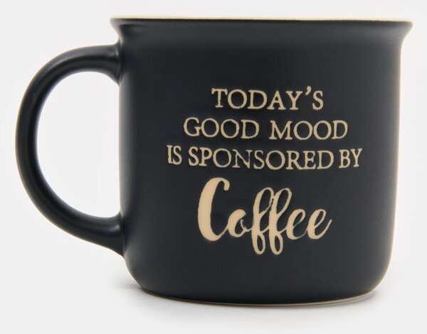 Sinsay - Керамична чаша с надпис Today’s Good Mood Is Sponsored By Coffee - черeн