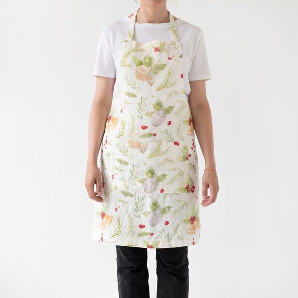 Коледна ленена престилка Merry, 80 x 55 cm Daily Apron - Linen Tales