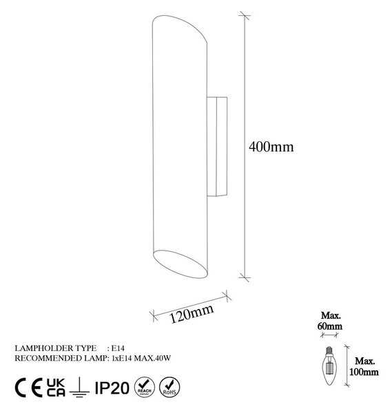 Стенна лампа в черно и златисто ø 8 cm Cut – Opviq lights