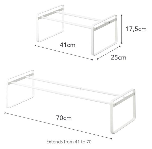 Бяла метална телескопична стойка за обувки Kobe - YAMAZAKI