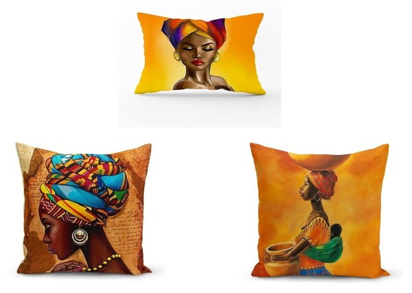 Комплект от 3 калъфки за възглавници African Culture, 45 x 45 cm - Minimalist Cushion Covers