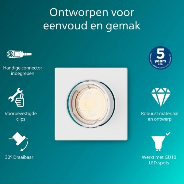 Philips - Вградено осветително тяло PERIDOT 1xGU10/7W/230V бяло
