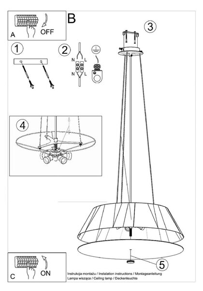 Черно висящо осветително тяло със стъклен абажур ø 60 cm Hektor - Nice Lamps