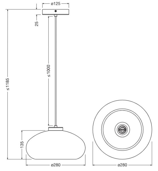 Osram - Полилей на кабел DECOR SMOKE 1xE27/12W/230V Ø 28 см черен/димчато сив