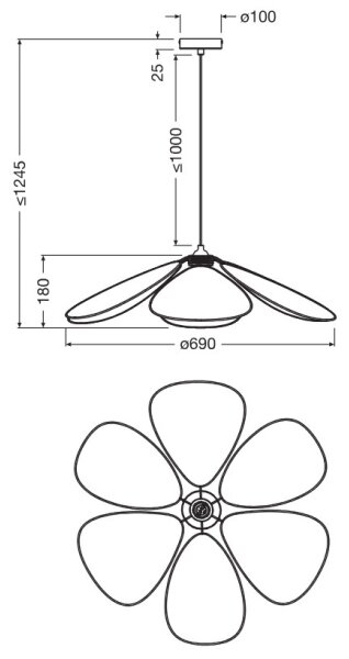 Osram - Висяща лампа на кабел DECOR RATTAN 1xE27/15W/230V Ø 69 см бежово/черно