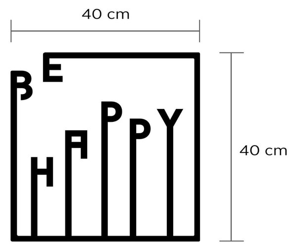 Метална декорация за стена Be Happy - Wallity