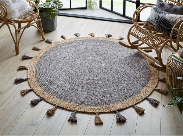 Сив килим от юта , ⌀ 150 см Istanbul - Flair Rugs