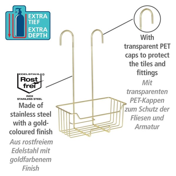 Висящ рафт за баня от неръждаема стомана златен Milo – Wenko