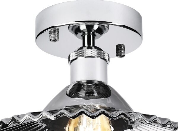 Плафониера TRISH 1xE27/15W/230V, лъскав хром/опушено черно