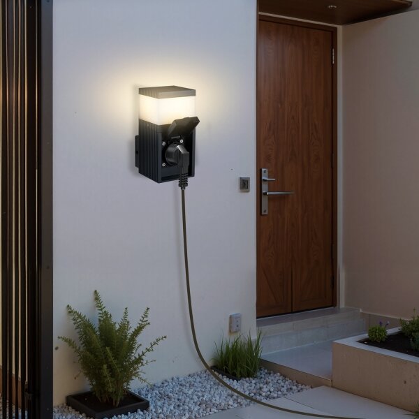 Brilagi - Външна лампа PILLAR със SCHUKO контакт 1xG9/11W/230V IP44 антрацит