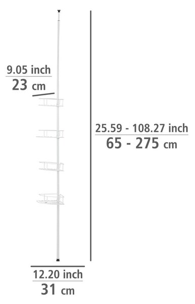 Бял ъглов телескопичен рафт за баня от неръждаема стомана Dolcedo – Wenko