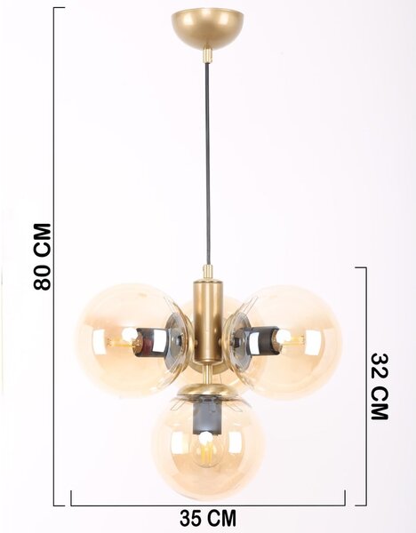 Висяща лампа със стъклен абажур в жълто-златисто ø 15 cm Hector - Squid Lighting