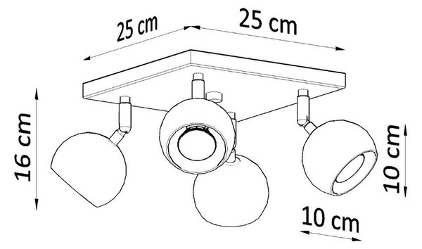 Черен прожектор 25x25 cm Ollo – Nice Lamps