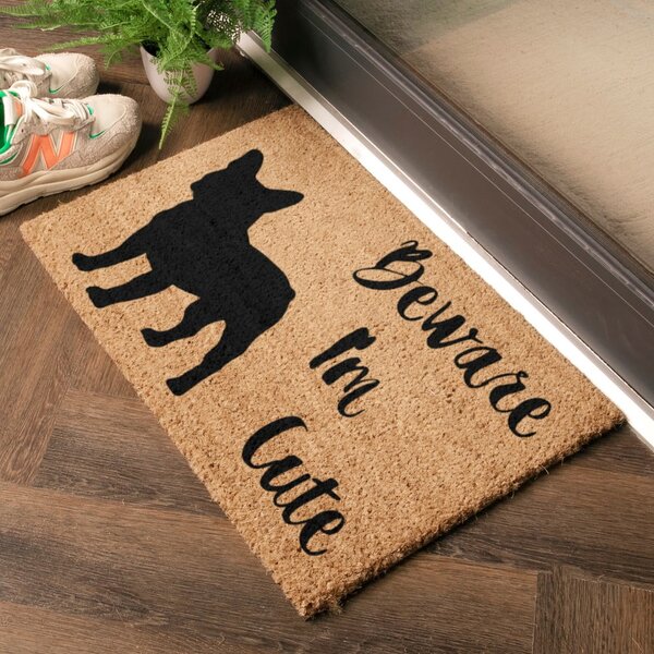 Изтривалка от кокосови влакна 40x60 cm Beware I'm Cute French Bulldog – Artsy Doormats