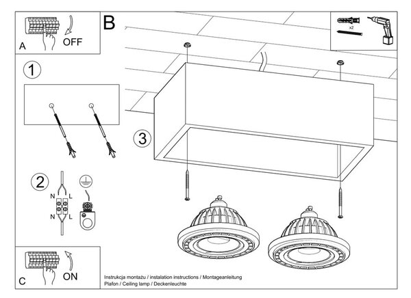 Осветително тяло за таван естествено 14x27 cm Urara – Nice Lamps