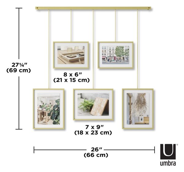 Метални рамки за стена в златист цвят в комплект от 5 бр 70x80 cm Exhibit - Umbra