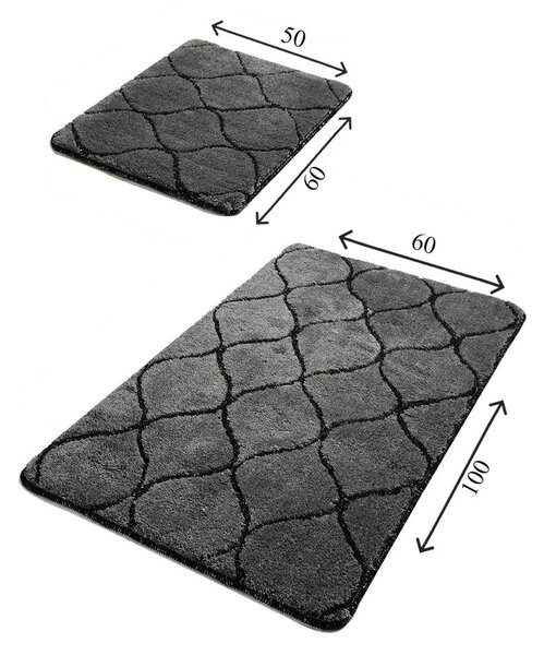 Комплект от 2 тъмно сиви правоъгълни килима за баня Wave - Foutastic