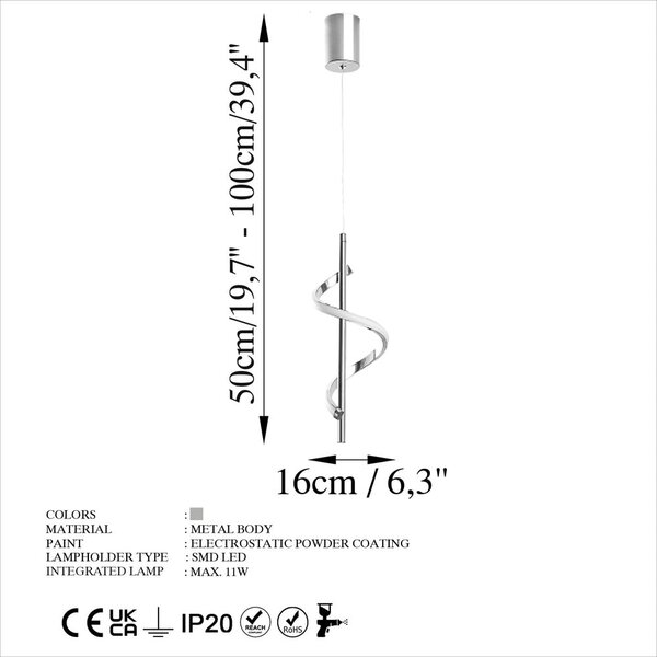 LED висящо осветително тяло сребърно ø 16 cm Likma – Opviq lights