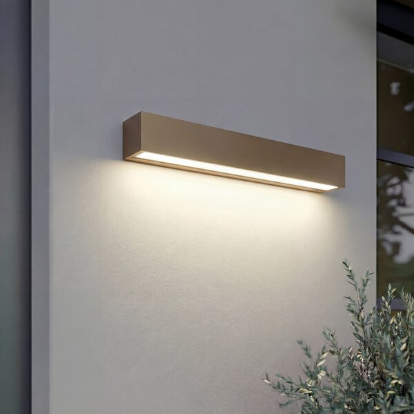 Lucande LED външна стенна лампа Lengo, 50 см, кафява, насочена надолу, 3000 K, Кафяв / ръждив, Алуминий, Модерен