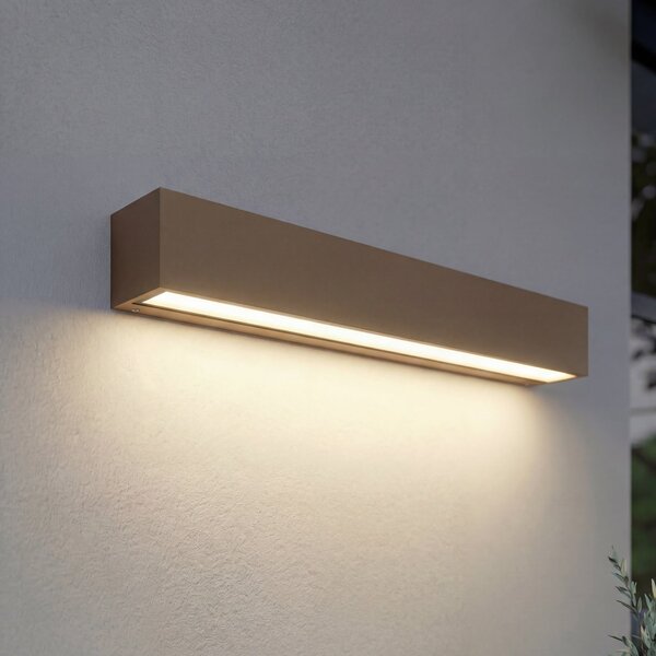 Lucande LED външна стенна лампа Lengo, 50 см, кафява, насочена надолу, 3000 K, Кафяв / ръждив, Алуминий, Модерен