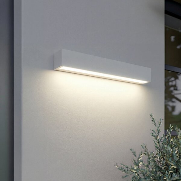 Lucande LED външна стенна лампа Lengo, 50 см, бяла, насочена надолу, 3000 K, Бял, Алуминий, Модерен