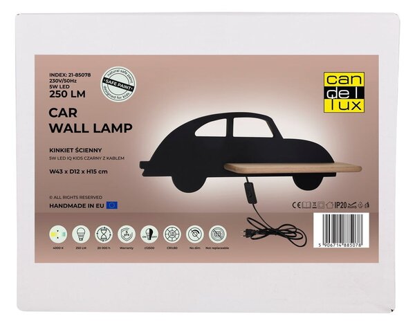 Черно детско осветително тяло Car - Candellux Lighting