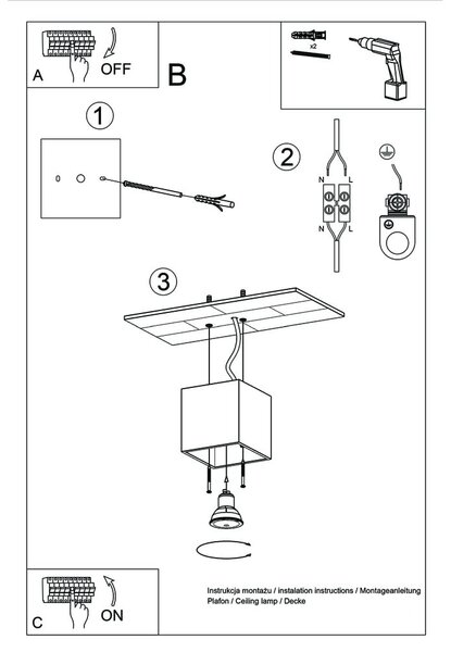 Черно таванно осветително тяло Geo - Nice Lamps